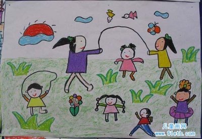 小学一年级我的暑假生活儿童画画图片:跳绳_儿童画网