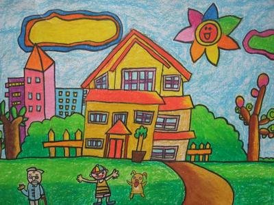 儿童画我的家乡图画_360图片