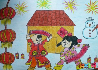 二年级 欢度春节儿童画