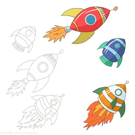 儿童画火箭