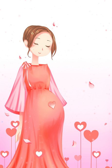 粉色 唯美卡通治愈 孕妇母婴配图插画