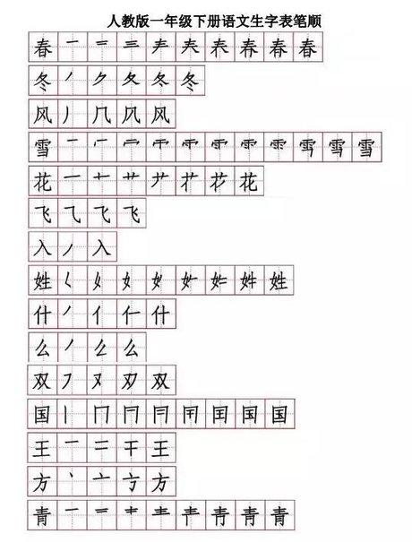 小学常用560个汉字 笔画笔顺表(上篇) 相关搜索 冬字的笔顺笔画 春字
