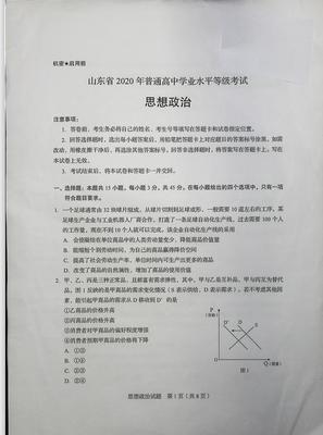 2020政治高考试卷1卷