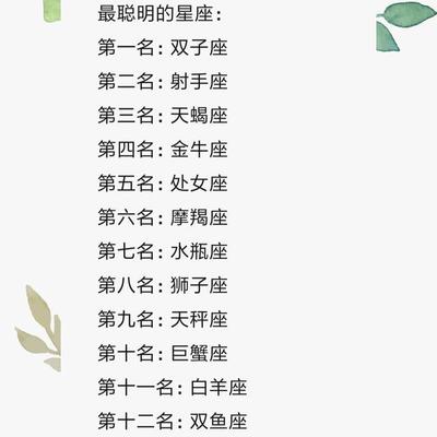十二星座排名表