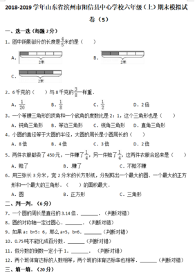 2020~2021六年级上册数学期末试卷答案2021