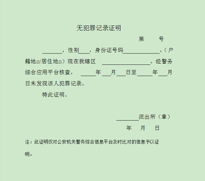 无犯罪记录证明图片