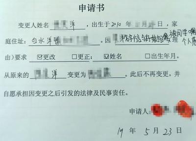 更改名字申请书