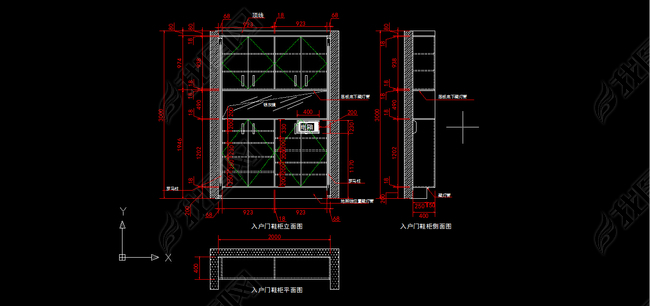 新中式入户鞋柜效果图 新