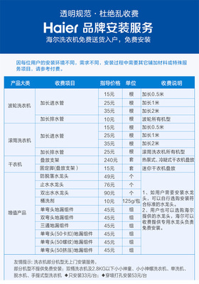 海尔洗衣机安装收费吗