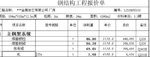 钢结构报价单格式样板 建筑施工图施工 第5张