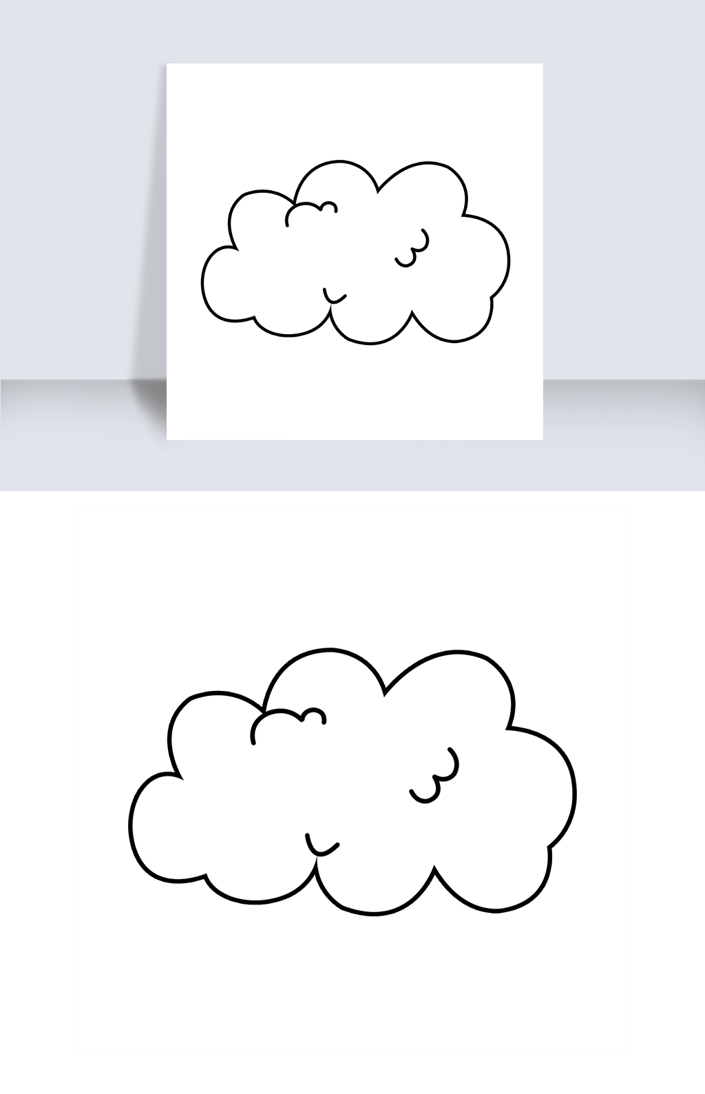原创简约云朵形态简笔画-版权可商用