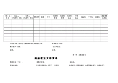 船舶载货清单