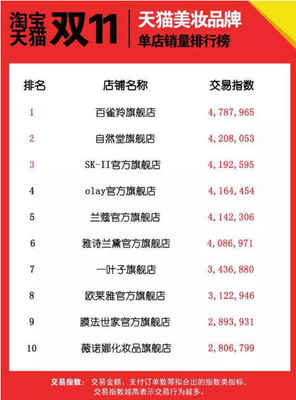 排名前十的化妆品