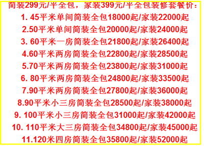 出租房装修套餐