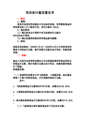 司法会计鉴定报告