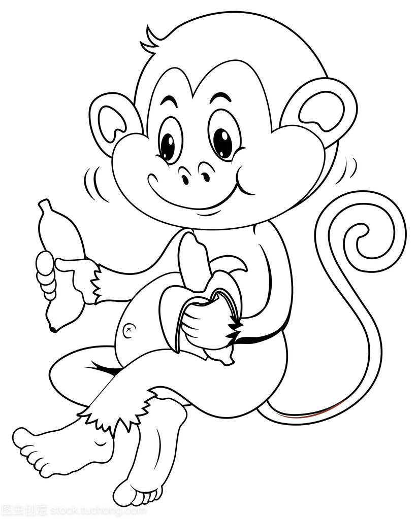 猴子吃香蕉简笔画图片图片