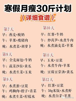 减肥的食谱和安排表