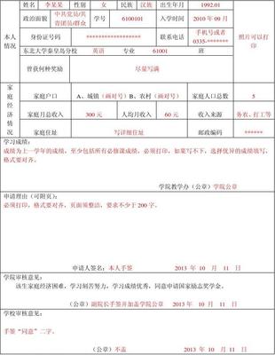 奖学金家庭情况怎么写