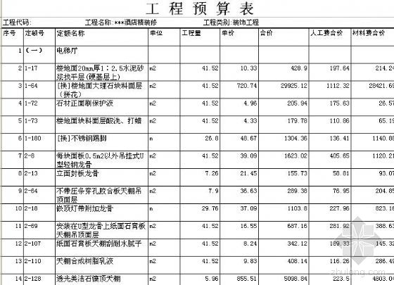 装饰装修报价表