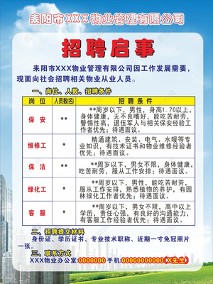 物业公司招聘启事