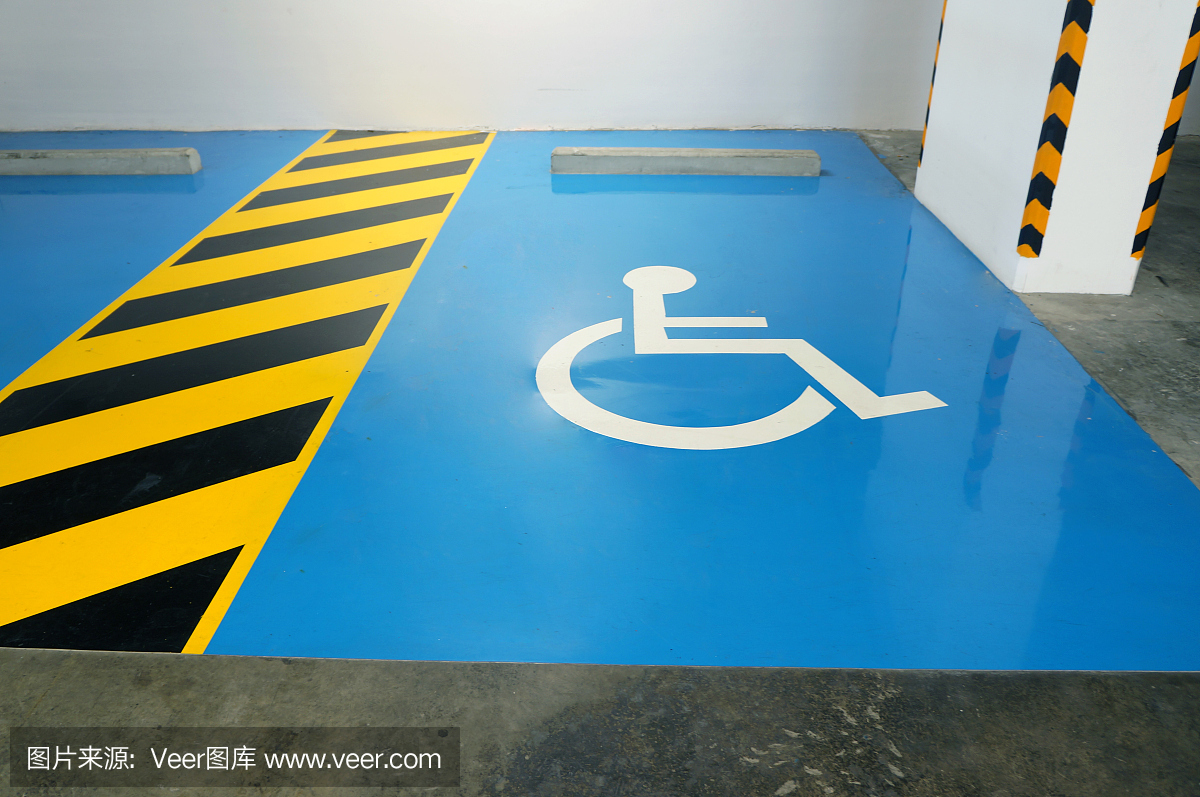 残疾人的标志是蓝色背景上的白色