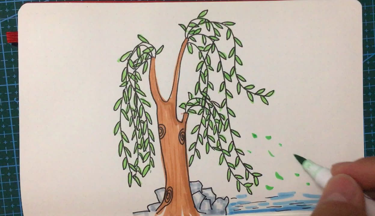 怎么画半个柳树