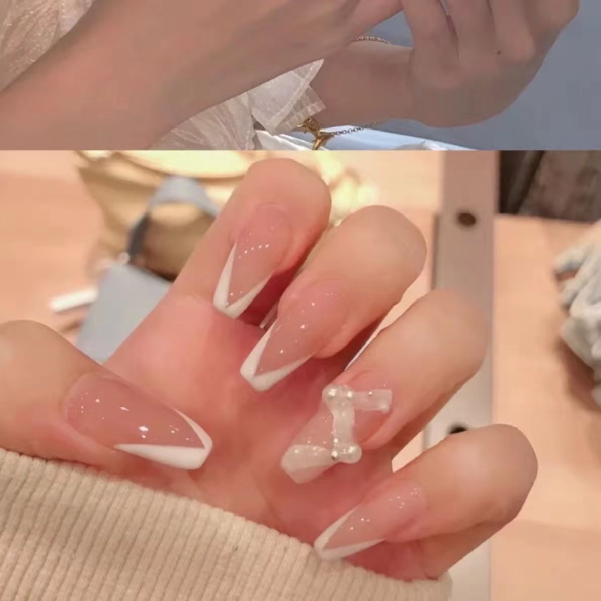 法式美甲白边