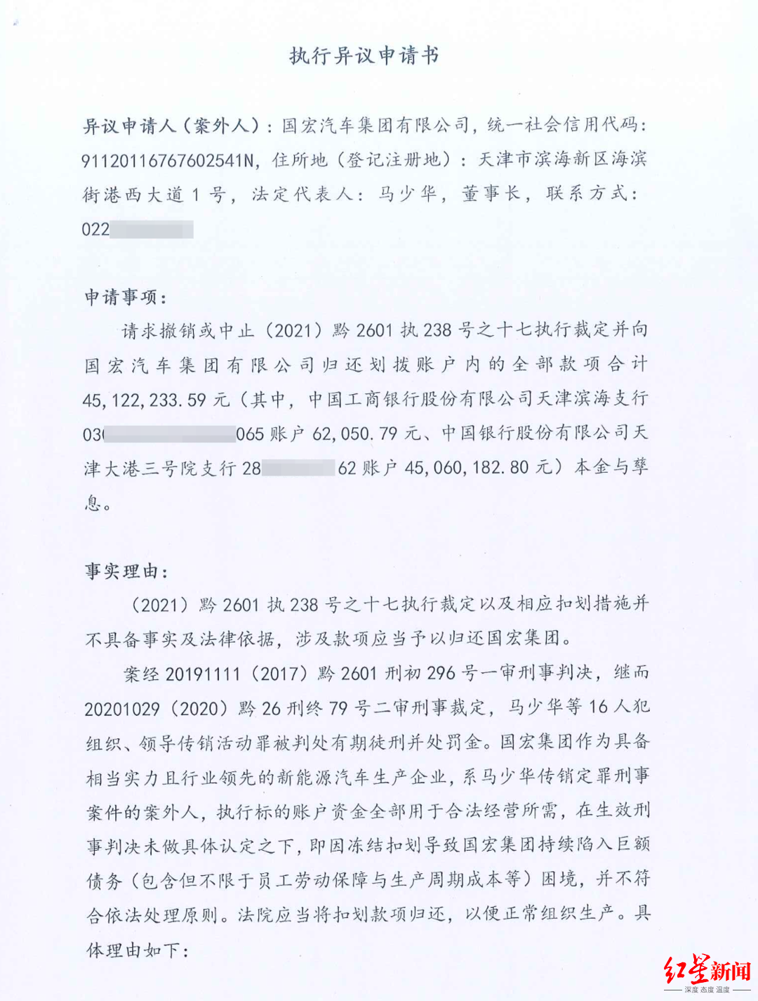 案外人执行异议申请书范本