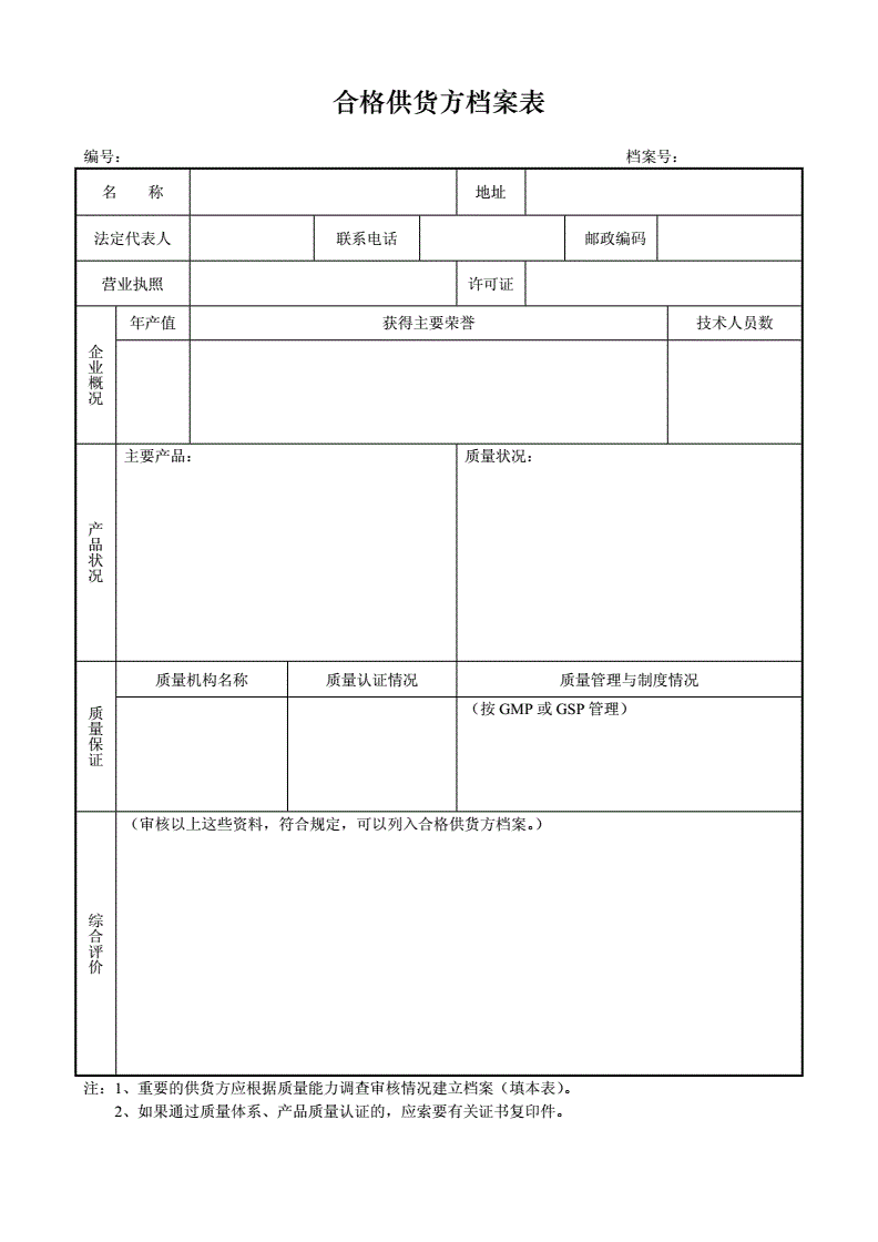 gsp供货方档案产品状况怎么写