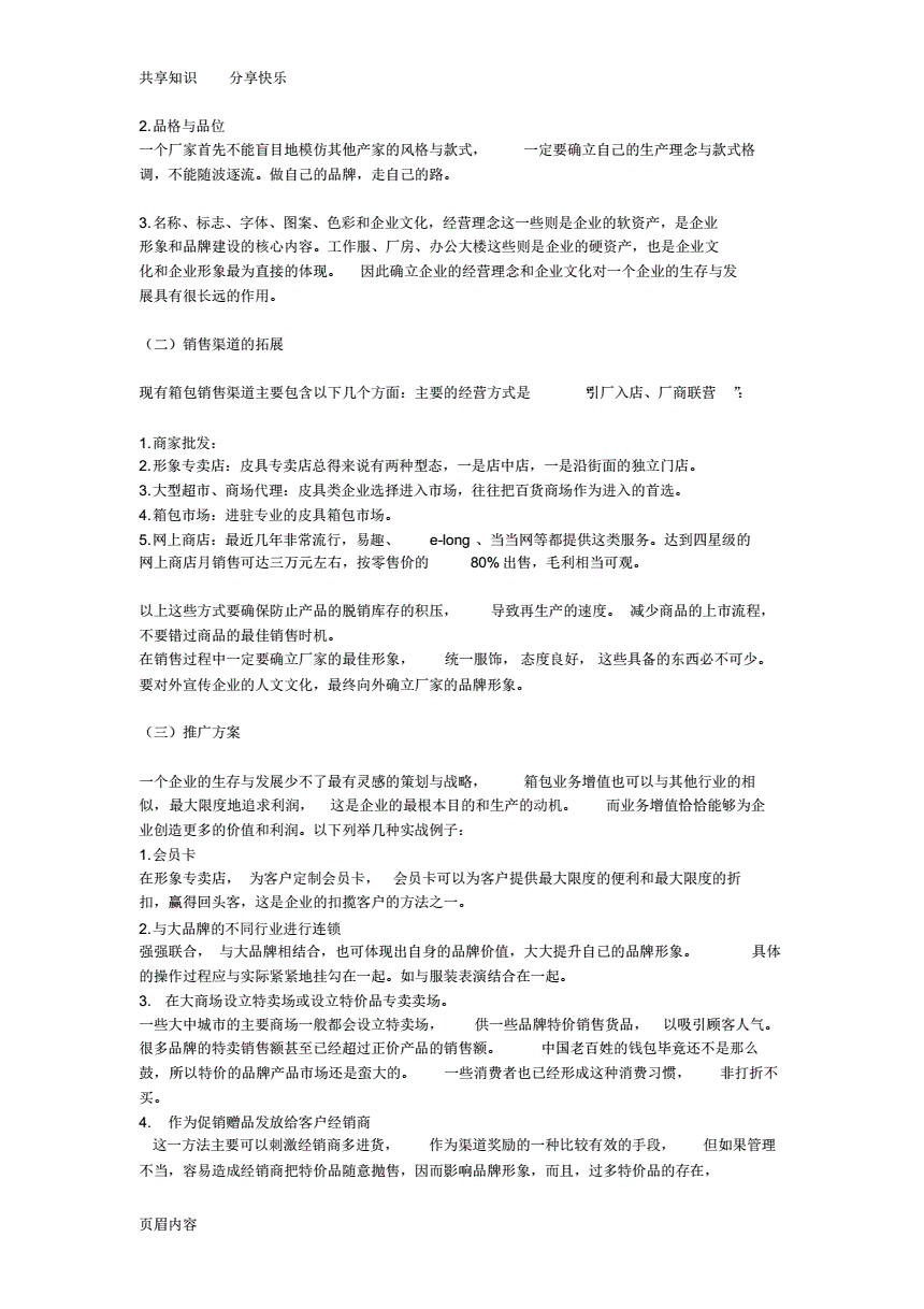 箱包品牌策划案例范文