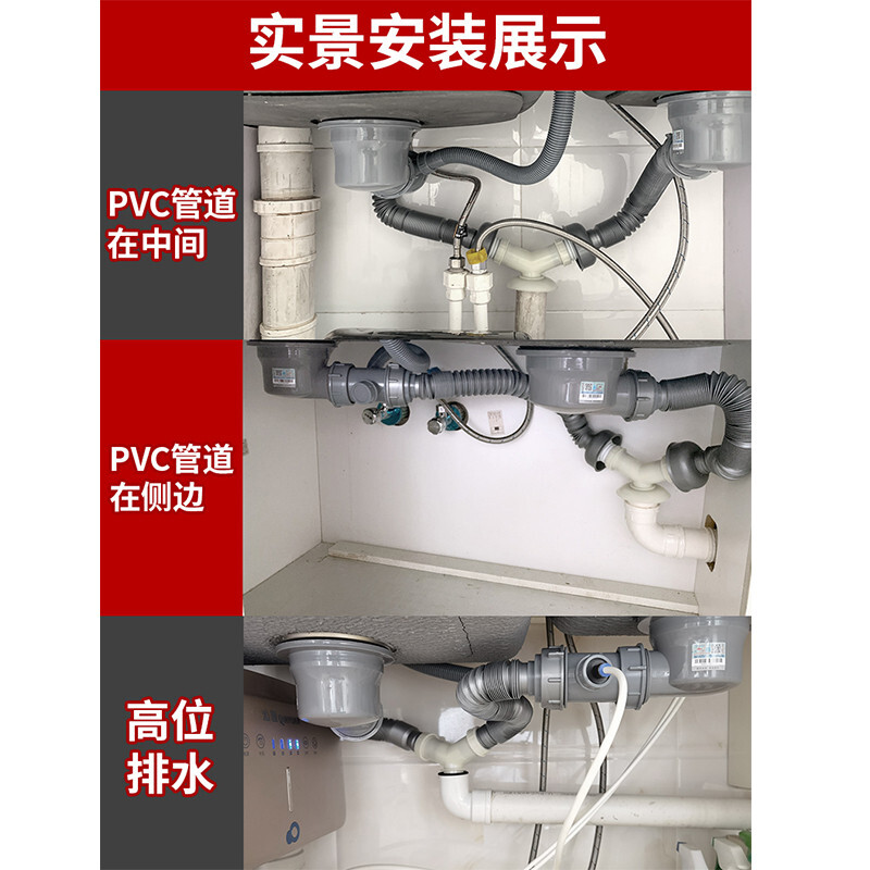 厨房洗碗池水管安装图