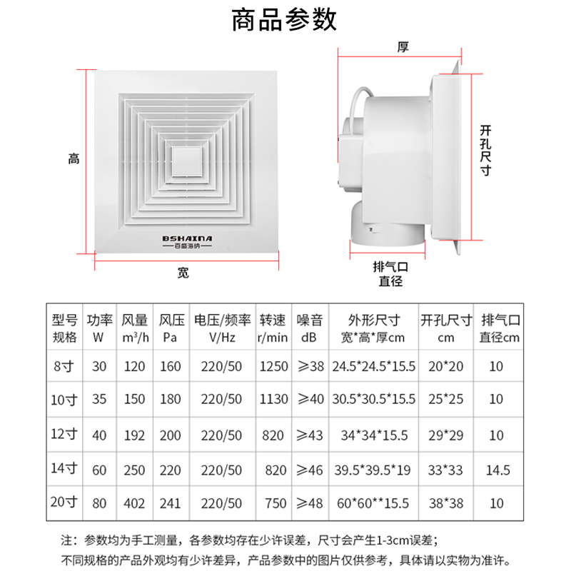 家用厨房排气扇功率