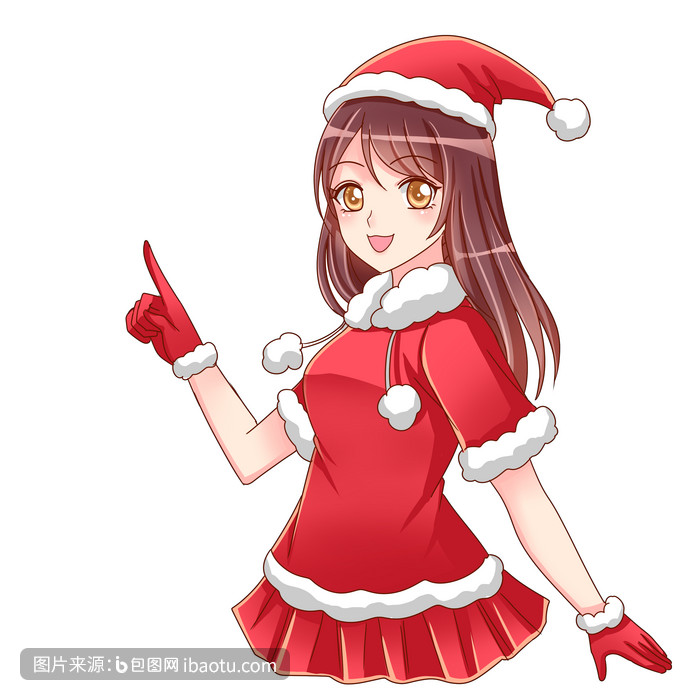 卡通二元次圣诞女孩